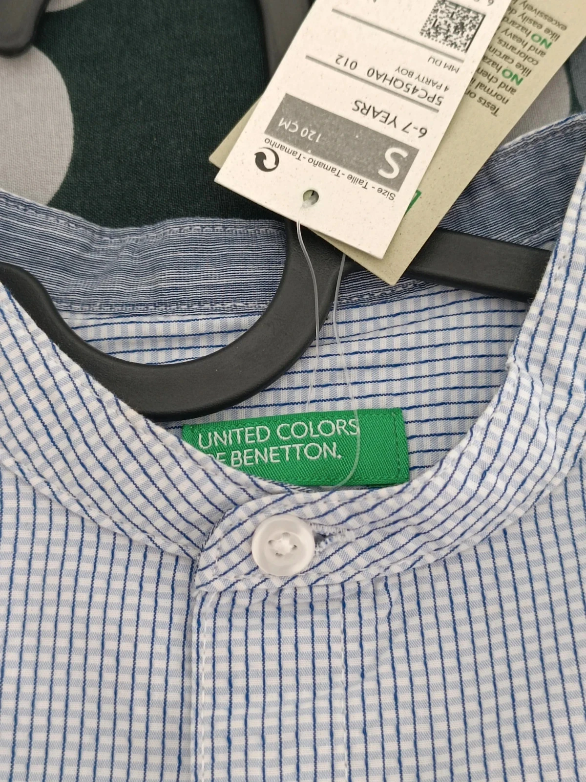 Chemise à carreaux bleue et blanche de Benetton - 6/7 ans – photo 7